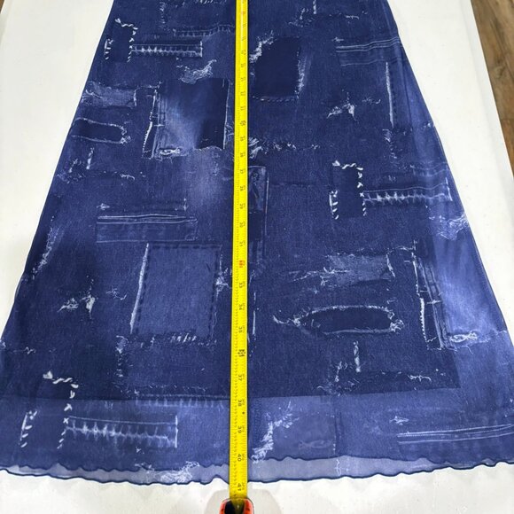 💙 AGB Asymmetrical Boho Blue V-Neck Shear Ruffle Dress Size 12 - Picture 14 of 15